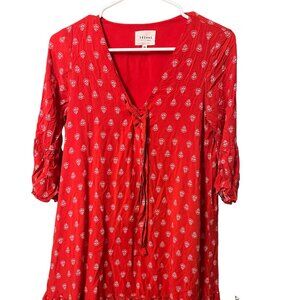 Sézane Red Printed Mini Dress US4 FR36